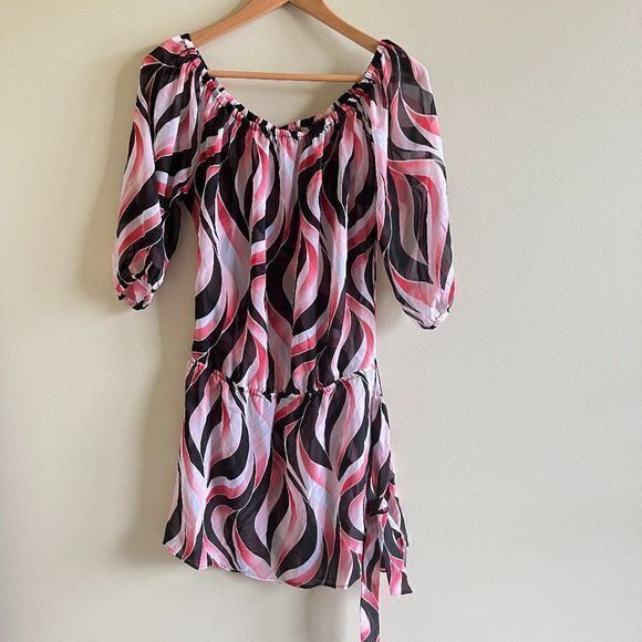 WHITE HOUSE BLACK MARKET OFF SHOULDER DROP WAIST DRESS BELT WOMENS SIZE S - Picture 1 of 5